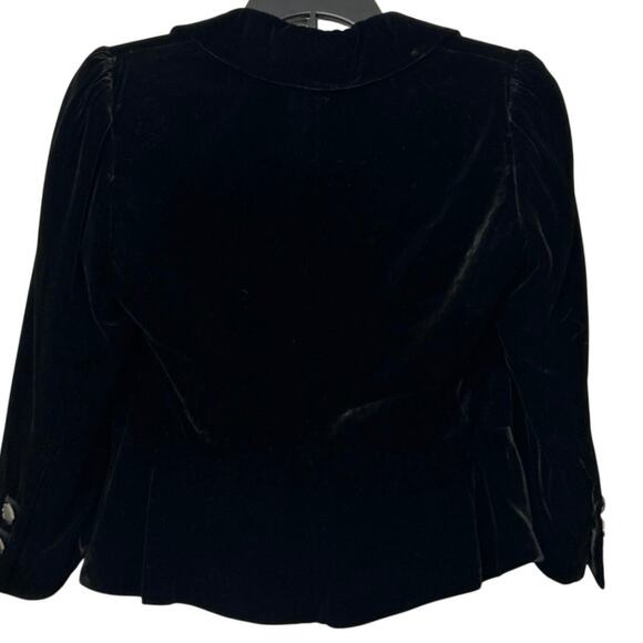 Y2K LOFT Black Velvet Silk Blend Crop Blazer Size 2 Dark Romantic Coquette Indie - Picture 5 of 15